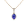 thumbnail image 1 of ANGARA Natural Vintage Style Oval Tanzanite Halo Pendant in 14K Rose Gold for Women (Size-7x5mm) | December Birthstone, Birthday, Anniversary, Jewelry Gift for Women | Natural Tanzanite Necklace, 1 of 7
