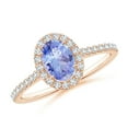 thumbnail image 1 of ANGARA Natural Oval Tanzanite Halo Ring with Diamond Accents in 14K Rose Gold for Women (Size-7x5mm) | December Birthstone, Birthday, Anniversary, Jewelry Gift for Women | Natural Tanzanite Ring, 1 of 9