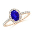thumbnail image 1 of ANGARA Natural Oval Tanzanite Halo Ring with Diamond Accents in 14K Rose Gold for Women (Size-7x5mm) | December Birthstone, Birthday, Anniversary, Jewelry Gift for Women | Natural Tanzanite Ring, 1 of 9