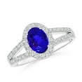 thumbnail image 1 of ANGARA Natural Oval Tanzanite Split Shank Halo Ring in 14K White Gold for Women (Size-7x5mm) | December Birthstone, Birthday, Anniversary, Jewelry Gift for Women | Natural Tanzanite Ring, 1 of 4