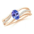thumbnail image 1 of Angara Natural 0.8 Ct. Tanzanite with Diamond Side Stone Ring in 14K Rose Gold for Women (Ring Size: 4.5), 1 of 8
