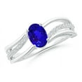 thumbnail image 1 of ANGARA Natural Solitaire Oval Tanzanite Bypass Ring with Diamond Accents in 14K White Gold for Women (Size-7x5mm) | December Birthstone, Anniversary, Jewelry Gift for Women | Natural Tanzanite Ring, 1 of 7