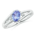 thumbnail image 1 of ANGARA Natural Tanzanite and Diamond Split Shank Ring in 14K White Gold for Women (Size-7x5mm) | December Birthstone, Birthday, Anniversary, Jewelry Gift for Women | Natural Tanzanite Ring, 1 of 9