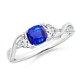 thumbnail image 1 of ANGARA Natural Cushion Tanzanite and Half Moon Diamond Leaf Ring in 14K White Gold for Women (Size-5mm) | December Birthstone, Birthday, Anniversary, Jewelry Gift for Women | Natural Tanzanite Ring, 1 of 10