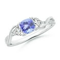 thumbnail image 1 of ANGARA Natural Cushion Tanzanite and Half Moon Diamond Leaf Ring in 14K White Gold for Women (Size-5mm) | December Birthstone, Birthday, Anniversary, Jewelry Gift for Women | Natural Tanzanite Ring, 1 of 10