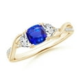 thumbnail image 1 of ANGARA Natural Cushion Tanzanite and Half Moon Diamond Leaf Ring in 14K Yellow Gold for Women (Size-5mm) | December Birthstone, Birthday, Anniversary, Jewelry Gift for Women | Natural Tanzanite Ring, 1 of 10