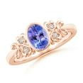 thumbnail image 1 of ANGARA Natural Vintage Style Bezel-Set Oval Tanzanite Ring with Diamonds in 14K Rose Gold for Women (Size-7x5mm) | December Birthstone, Anniversary, Jewelry Gift for Women | Natural Tanzanite Ring, 1 of 8