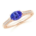 thumbnail image 1 of ANGARA Natural Oval Tanzanite Solitaire Ring with Diamonds in 14K Rose Gold for Women (Size-7x5mm) | December Birthstone, Birthday, Anniversary, Jewelry Gift for Women | Natural Tanzanite Ring, 1 of 9
