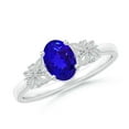 thumbnail image 1 of Angara Natural 0.8 Ct. Tanzanite with Diamond Vintage Inspired Ring in 14K White Gold for Women (Ring Size: 3), 1 of 9