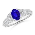 thumbnail image 1 of ANGARA Natural Oval Tanzanite Solitaire Ring with Pave Diamonds in 14K White Gold for Women (Size-7x5mm) | December Birthstone, Birthday, Anniversary, Jewelry Gift for Women | Natural Tanzanite Ring, 1 of 7