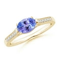 thumbnail image 1 of Angara Natural 0.8 Ct. Tanzanite with Diamond Vintage Inspired Ring in 14K Yellow Gold for Women (Ring Size: 12), 1 of 9