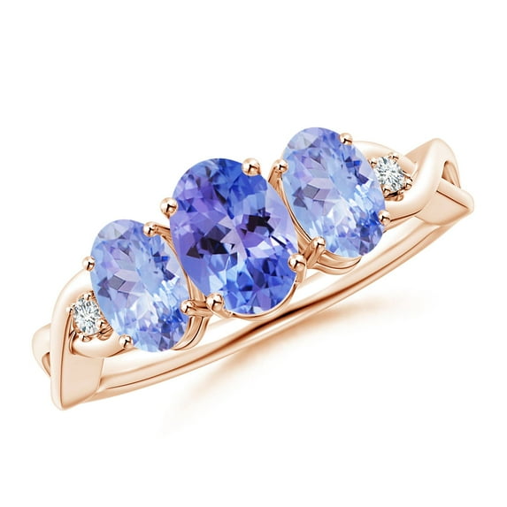 Angara Natural 0.8 Ct. Tanzanite with Tanzanite Classic Ring in 14K Rose Gold for Women (Ring Size: 3)