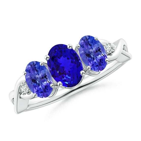 Angara Natural 0.8 Ct. Tanzanite with Tanzanite Classic Ring in Sterling Silver for Women (Ring Size: 3.5)