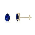 thumbnail image 1 of ANGARA Natural Pear-Shaped Blue Sapphire Stud Earrings in 14K Yellow Gold for Women (Size-6x4mm) | September Birthstone, Birthday, Anniversary, Jewelry Gift for Women | Natural Blue Sapphire Earrings, 1 of 7