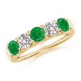 thumbnail image 1 of ANGARA Natural Shared Prong Emerald and Diamond Half Eternity Ring in 14K Yellow Gold for Women (Size-4.2mm) | May Birthstone, Birthday, Anniversary, Jewelry Gift for Women | Natural Emerald Ring, 1 of 8