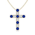thumbnail image 1 of Angara Natural 0.84 Ct. Blue Sapphire with Diamond Cross Pendant Necklace in 14K Yellow Gold for Women with 18 Inch Cable Chain, 1 of 8