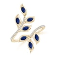 thumbnail image 1 of ANGARA Natural Marquise Sapphire Olive Leaf Ring in 14K Yellow Gold for Women (Size-4x2mm) | September Birthstone, Birthday, Anniversary, Jewelry Gift for Women | Natural Blue Sapphire Ring, 1 of 12