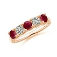thumbnail image 1 of ANGARA Natural Half Eternity Five Stone Ruby and Diamond Wedding Band in 14K Rose Gold for Women (Size-3.8mm) | July Birthstone, Birthday, Anniversary, Jewelry Gift for Women | Natural Ruby Ring, 1 of 9