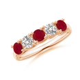 thumbnail image 1 of ANGARA Natural Half Eternity Five Stone Ruby and Diamond Wedding Band in 14K Rose Gold for Women (Size-3.8mm) | July Birthstone, Birthday, Anniversary, Jewelry Gift for Women | Natural Ruby Ring, 1 of 10