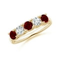 thumbnail image 1 of Angara Natural 0.84 Ct. Ruby with Diamond Non Eternity Wedding Band in 14K Yellow Gold for Women (Ring Size: 3.5), 1 of 10