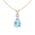 thumbnail image 1 of ANGARA Natural Aquamarine Teardrop Pendant with Diamond in 14K Yellow Gold for Women (Size-8x6mm) | March Birthstone, Birthday, Anniversary, Jewelry Gift for Women | Natural Aquamarine Necklace, 1 of 9