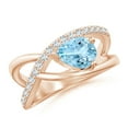 thumbnail image 1 of ANGARA Natural Criss Cross Pear Shaped Aquamarine Ring with Diamond Accents in 14K Rose Gold for Women (Size-8x6mm) | March Birthstone, Anniversary, Jewelry Gift for Women | Natural Aquamarine Ring, 1 of 9