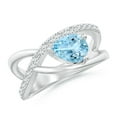 thumbnail image 1 of ANGARA Natural Criss Cross Pear Shaped Aquamarine Ring with Diamond Accents in 14K White Gold for Women (Size-8x6mm) | March Birthstone, Anniversary, Jewelry Gift for Women | Natural Aquamarine Ring, 1 of 9