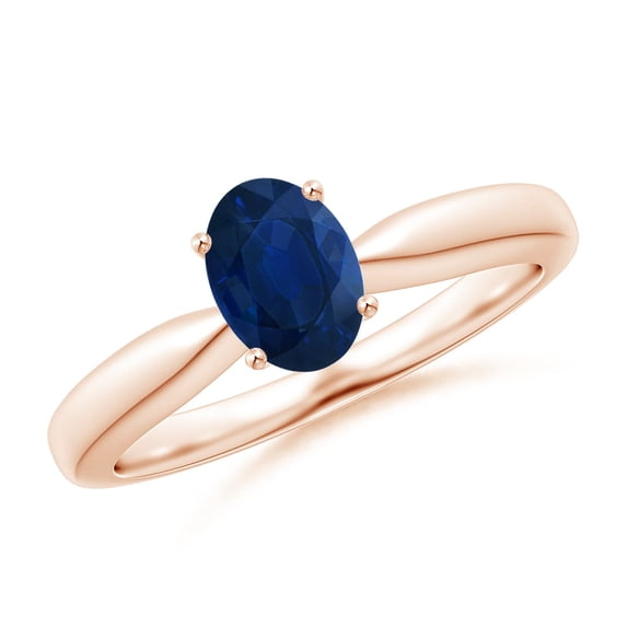 Angara Natural 0.85 Ct. Blue Sapphire Solitaire Ring in 14K Rose Gold for Women (Ring Size: 11.5)