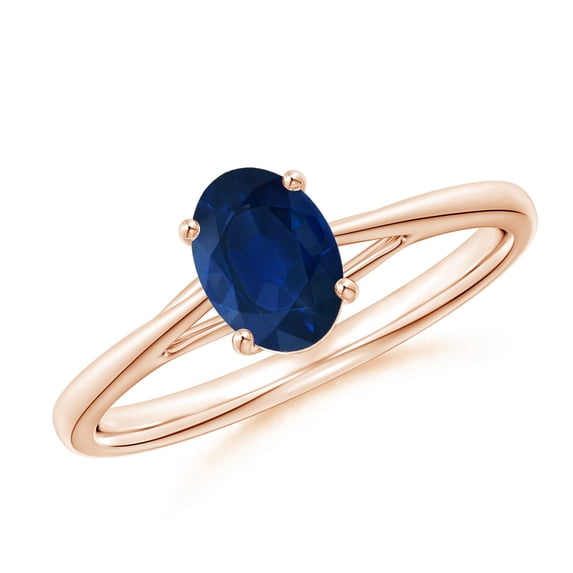 ANGARA Natural Prong-Set Oval Sapphire Cathedral Solitaire Ring in 14K Rose Gold for Women (Size-7x5mm) | September Birthstone, Anniversary, Jewelry Gift for Women | Natural Blue Sapphire Ring