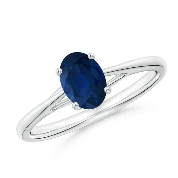 Angara Natural 0.85 Ct. Blue Sapphire Solitaire Ring in Sterling Silver for Women (Ring Size: 5.5)