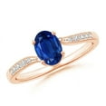 thumbnail image 1 of Angara Natural 0.85 Ct. Blue Sapphire with Diamond Classic Ring in 14K Rose Gold for Women (Ring Size: 7), 1 of 8