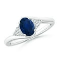 thumbnail image 1 of ANGARA Natural Oval Sapphire Bypass Ring with Trio Diamond Accents in 14K White Gold for Women (Size-7x5mm) | September Birthstone, Anniversary, Jewelry Gift for Women | Natural Blue Sapphire Ring, 1 of 9