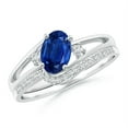 thumbnail image 1 of ANGARA Natural Oval Blue Sapphire and Diamond Bridal Set in 14K White Gold for Women (Size-7x5mm) | September Birthstone, Birthday, Anniversary, Jewelry Gift for Women | Natural Blue Sapphire Ring, 1 of 8