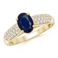 thumbnail image 1 of Angara Natural 0.85 Ct. Blue Sapphire with Diamond Classic Ring in 14K Yellow Gold for Women (Ring Size: 11.5), 1 of 8