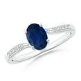 thumbnail image 1 of Angara Natural 0.85 Ct. Blue Sapphire with Diamond Classic Ring in Sterling Silver for Women (Ring Size: 11), 1 of 8