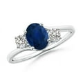 thumbnail image 1 of Angara Natural 0.85 Ct. Blue Sapphire with Diamond Classic Ring in Sterling Silver for Women (Ring Size: 5), 1 of 8