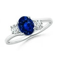 thumbnail image 1 of Angara Natural 0.85 Ct. Blue Sapphire with Diamond Classic Ring in Sterling Silver for Women (Ring Size: 6), 1 of 8