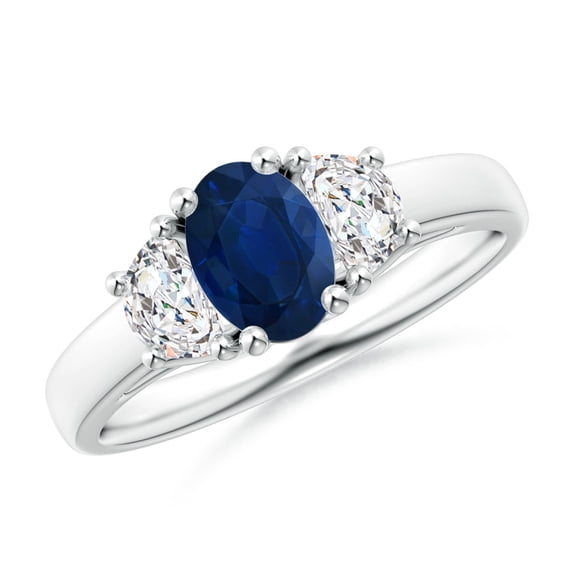 Angara Natural 0.85 Ct. Blue Sapphire with Diamond Classic Ring in Sterling Silver for Women (Ring Size: 8)