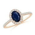 thumbnail image 1 of Angara Natural 0.85 Ct. Blue Sapphire with Diamond Halo Ring in 14K Rose Gold for Women (Ring Size: 11.5), 1 of 11
