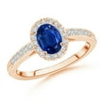 thumbnail image 1 of Angara Natural 0.85 Ct. Blue Sapphire with Diamond Halo Ring in 14K Rose Gold for Women (Ring Size: 3), 1 of 9