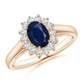 thumbnail image 1 of ANGARA Natural Princess Diana Inspired Blue Sapphire Ring with Diamond Halo in 14K Rose Gold for Women (Size-7x5mm) | September Birthstone, Anniversary, Jewelry Gift for Women | Natural Sapphire Ring, 1 of 12