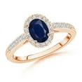 thumbnail image 1 of ANGARA Natural Oval Blue Sapphire Halo Ring with Diamond Accents in 14K Rose Gold for Women (Size-7x5mm) | September Birthstone, Anniversary, Jewelry Gift for Women | Natural Blue Sapphire Ring, 1 of 9