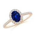 thumbnail image 1 of ANGARA Natural Oval Sapphire Halo Ring with Diamond Accents in 14K Rose Gold for Women (Size-7x5mm) | September Birthstone, Birthday, Anniversary, Jewelry Gift for Women | Natural Blue Sapphire Ring, 1 of 11