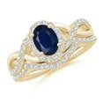 thumbnail image 1 of ANGARA Natural Blue Sapphire and Diamond Crossover Bridal Set in 14K Yellow Gold for Women (Size-7x5mm) | September Birthstone, Anniversary, Jewelry Gift for Women | Natural Blue Sapphire Ring, 1 of 9