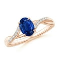 thumbnail image 1 of Angara Natural 0.85 Ct. Blue Sapphire with Diamond Infinity Ring in 14K Rose Gold for Women (Ring Size: 11.5), 1 of 12
