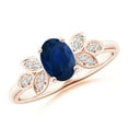 thumbnail image 1 of ANGARA Natural Vintage Style Oval Blue Sapphire Ring with Diamond Accents in 14K Rose Gold for Women (Size-7x5mm) | September Birthstone, Anniversary, Jewelry Gift for Women | Natural Sapphire Ring, 1 of 8