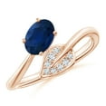 thumbnail image 1 of Angara Natural 0.85 Ct. Blue Sapphire with Diamond Side Stones Ring in 14K Rose Gold for Women (Ring Size: 3), 1 of 10