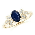 thumbnail image 1 of ANGARA Natural Vintage Style Oval Blue Sapphire Ring with Diamond Accents in 14K Yellow Gold for Women (Size-7x5mm) | September Birthstone, Anniversary, Jewelry Gift for Women | Natural Sapphire Ring, 1 of 8
