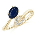 thumbnail image 1 of Angara Natural 0.85 Ct. Blue Sapphire with Diamond Side Stones Ring in 14K Yellow Gold for Women (Ring Size: 3), 1 of 10
