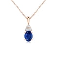 thumbnail image 1 of ANGARA Natural Oval Sapphire Solitaire Pendant with Trio Diamond in 14K Rose Gold for Women (Size-7x5mm) | September Birthstone, Anniversary, Jewelry Gift for Women | Natural Blue Sapphire Necklace, 1 of 7